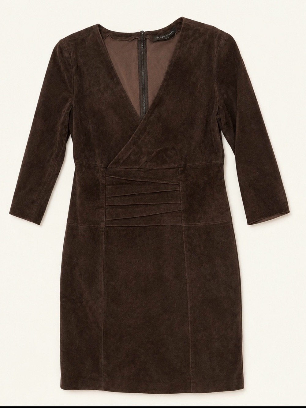 Dark Brown Suede Wrap-Front Dress, French fashion house “Jitrois”.